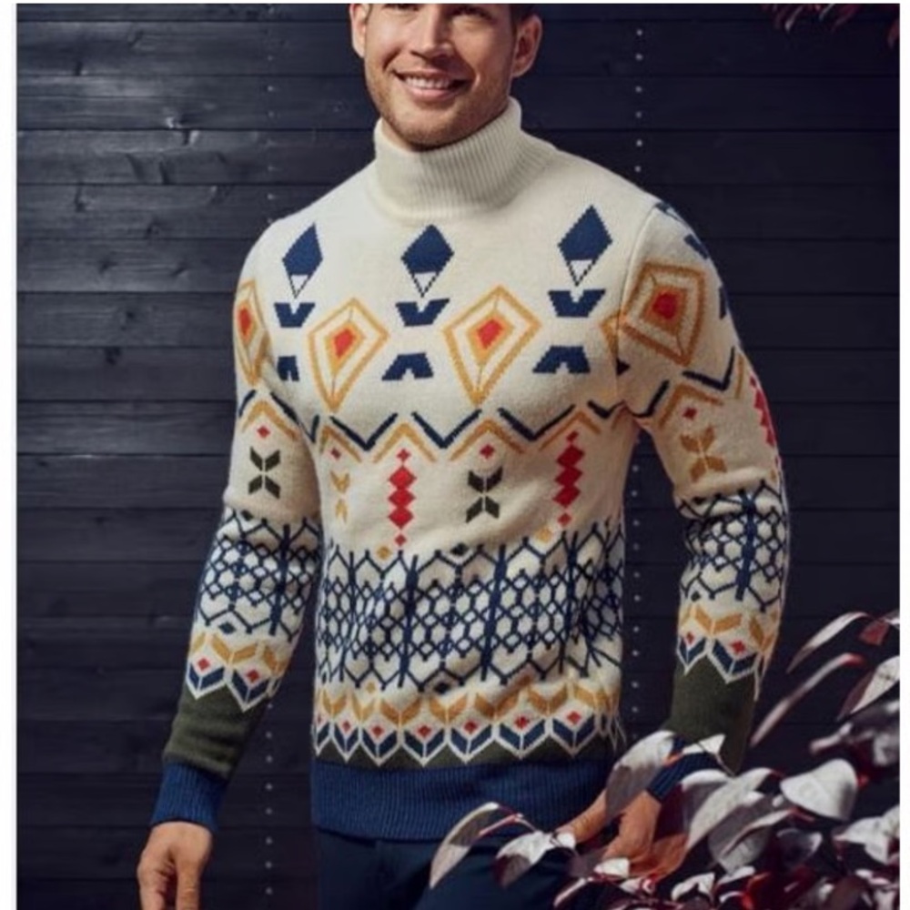 Paisley & Gray Men's Sz L Aspen Slim Fit Cream Sweater Mock Neck